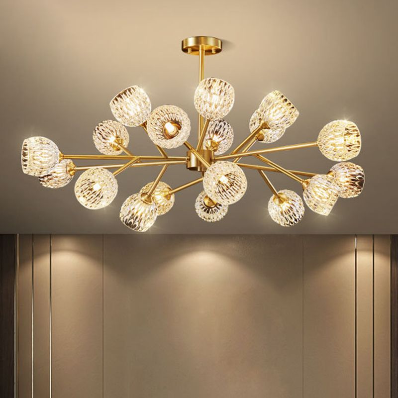 Alcance completo de la iluminación de cristal de cobre Candelera molecular de estilo moderno para sala de estar