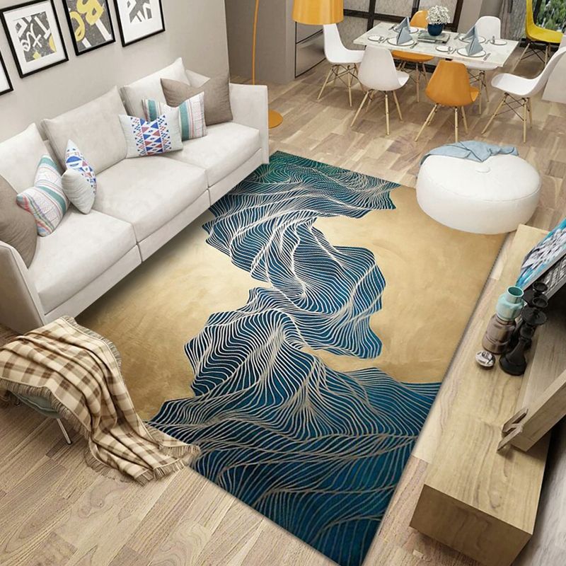 Scandinavian Abstract Pattern Rug Multi Color Polyster Area Carpet Anti-Slip Backing Easy Care Rug for Parlor