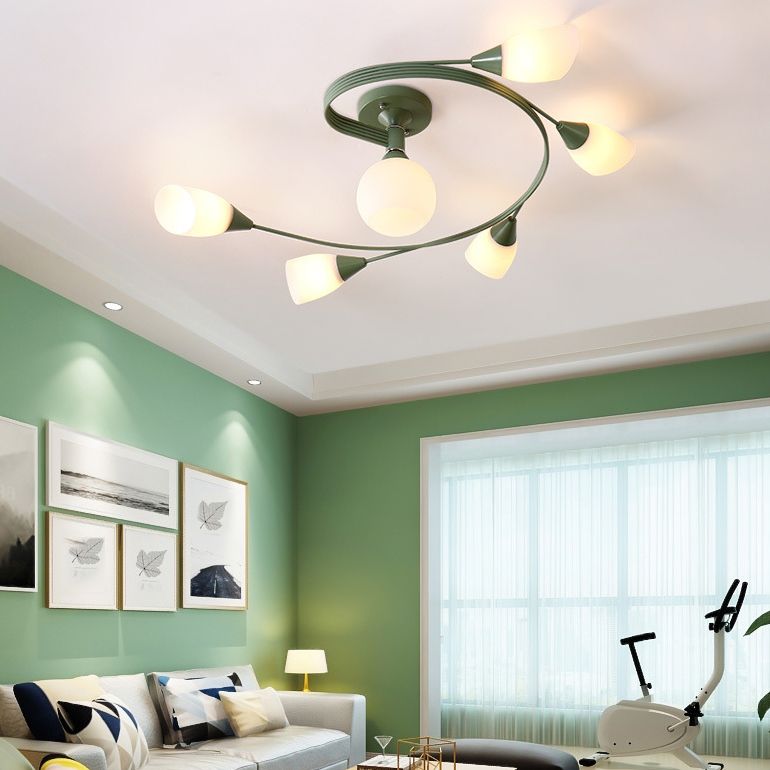 Lámparas de techo coloridas de hierro Luz de montaje de altura de dormitorio simple