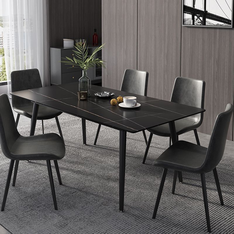 Modern Dinette Set with Solid Back Chairs 1/4/5/6/7 Pcs Stone Top Dining Table Set
