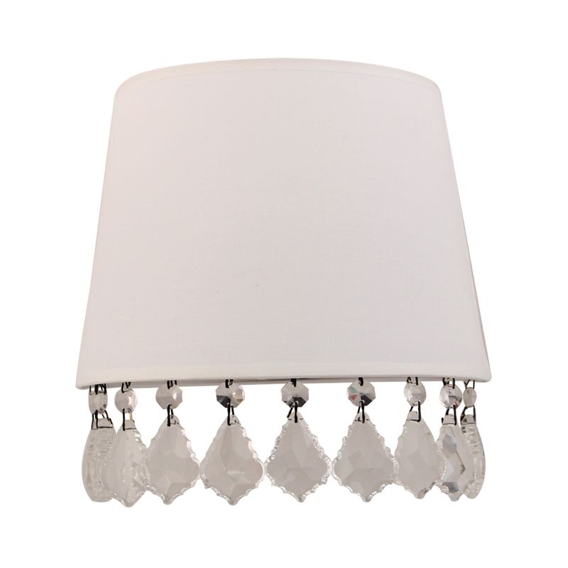Modern Half-Drum Wall Light with Clear Crystal Fabric White Wall Lamp for Bedside