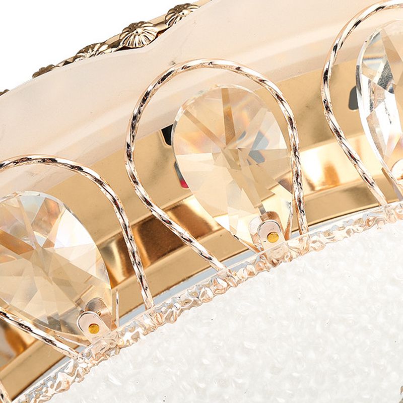 Witte Glazen Ketel Plafond Lamp Moderne Led Flush Mount Light Armatuur met K9 Crystal Accent, 12 "/16" /19.5 " Wide