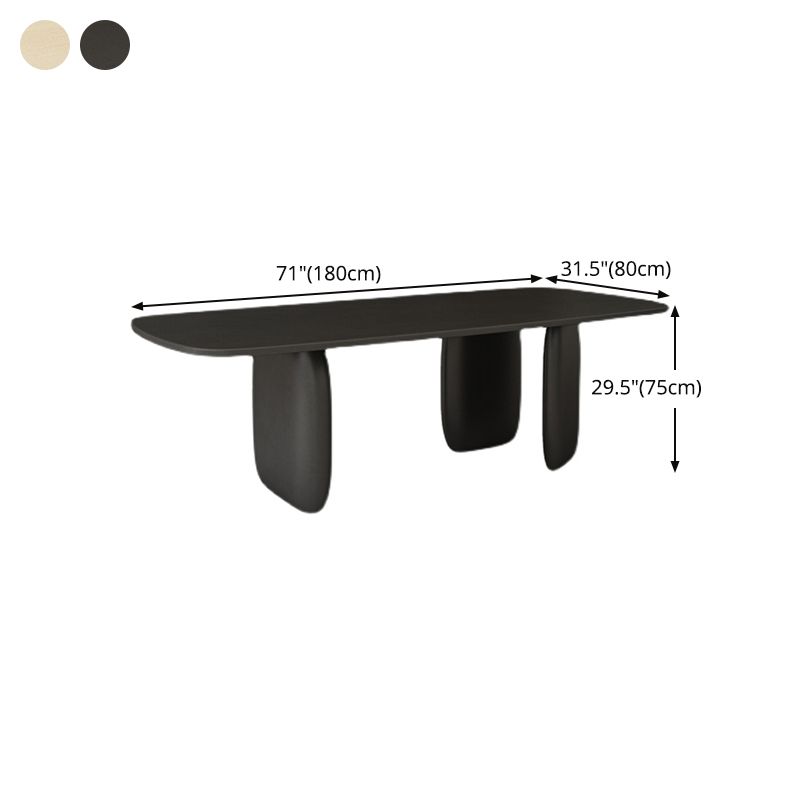 Mesa de comedor con forma rectangular, mesa de madera maciza moderna con 3 patas para comedor