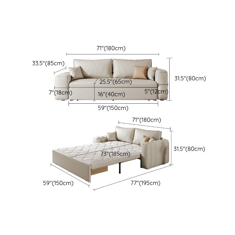 Scandinavian Folding Futon and Mattress Square Arms Futon Sleeper Sofa