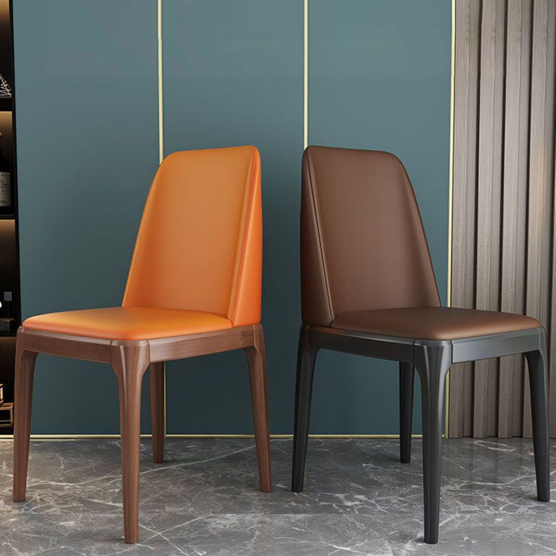 Contemporary Chair Dining Armless Chairs with Wooden Legs for Kitchen