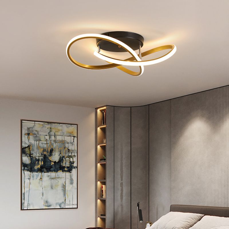 Bedroom LED Ceiling Lamp Simplicity Semi-Flush Light Fixture with Acrylic Strip Shade