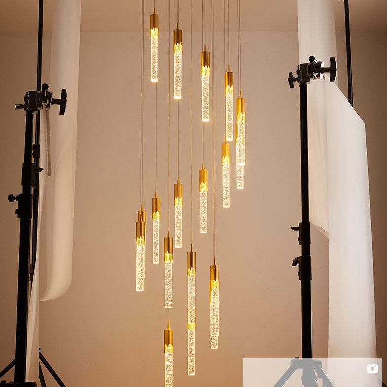 Bubble Glassrohr Anhänger Licht minimalistisch Gold Multiple hängende Licht für Treppen