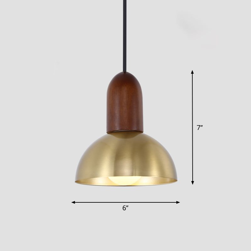 Bowl Shaped Kitchen Pendulum Light Metallic Single-Bulb Postmodern Hanging Light in Gold