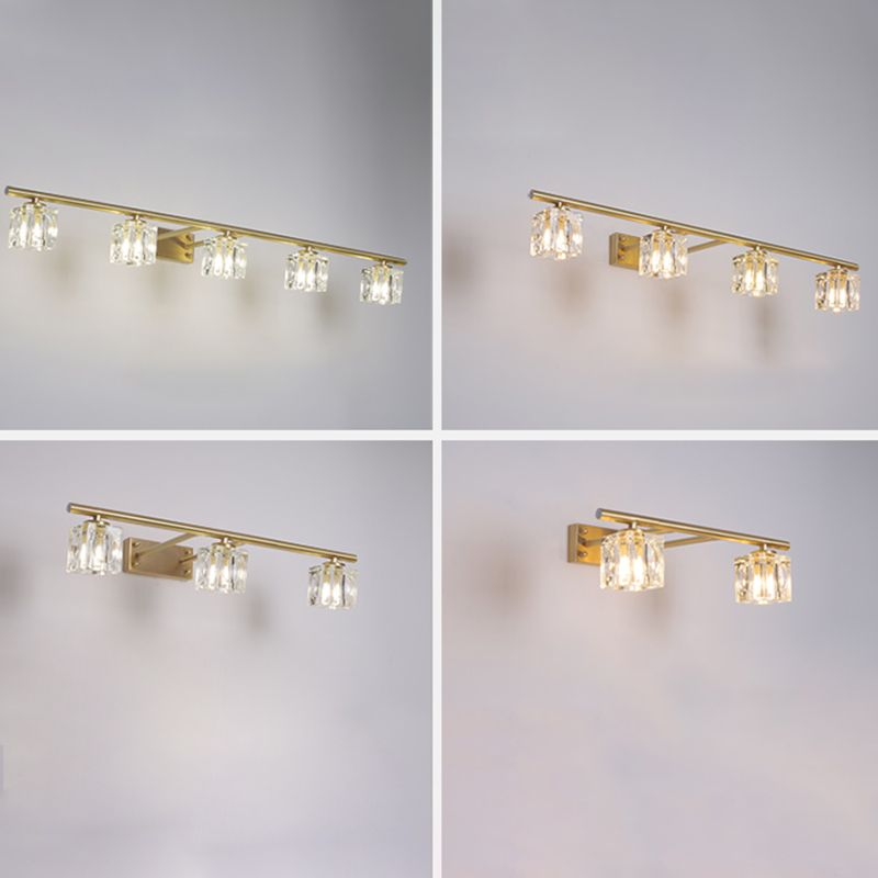 Multi Light Wall Sconce Postmodern Style Crystal Wall Lighting for Bathroom