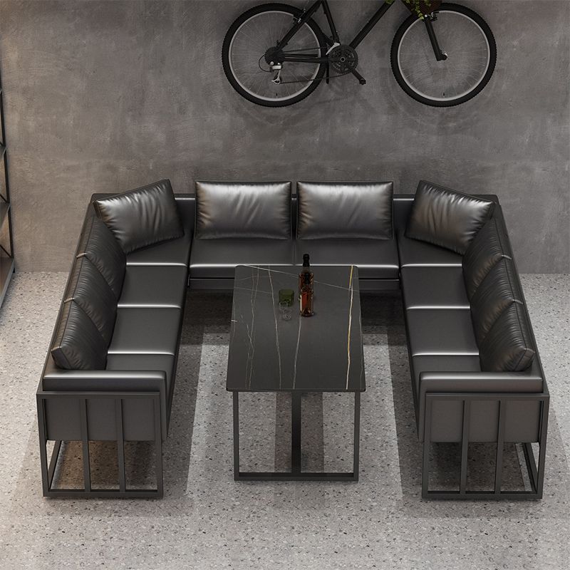 Industrial Sintered Stone Top Dinner Room Kitchen Table Black Metal Base Table for Dinning Room