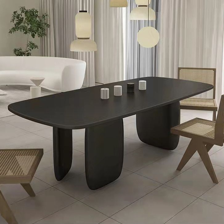 Modern Style Dining Wood Table Dining Rectangle Table with Wooden Legs