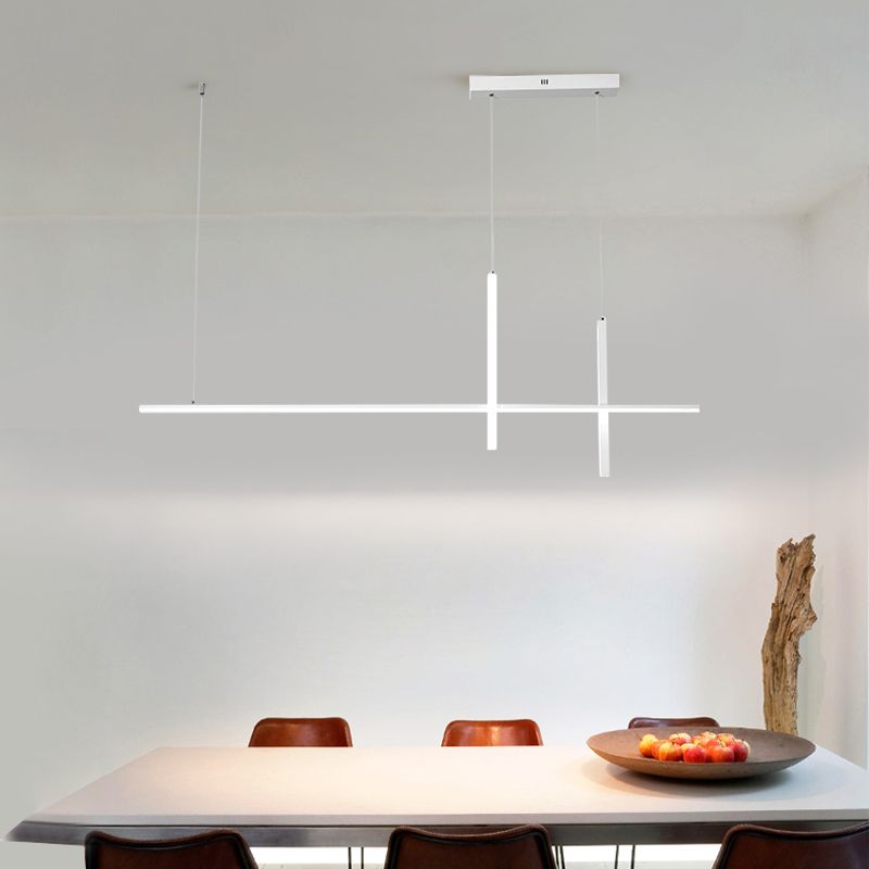 Luci d'isola lineare Luce a soffitto dell'isola metallica contemporanea in finitura bianca