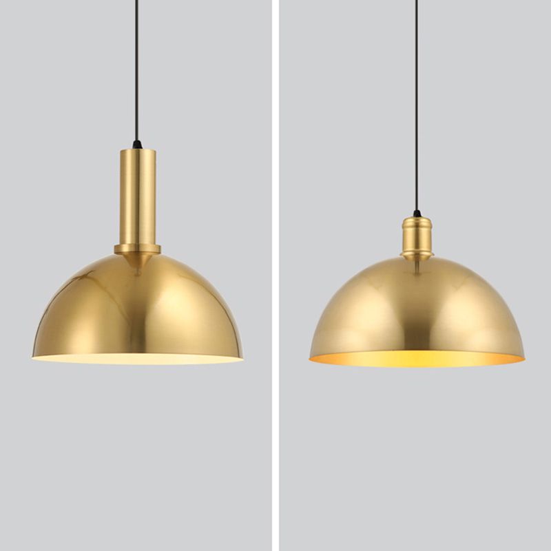 Luz de techo colgante de restaurante kit de lámpara colgante de oro minimalista con sombra de metal de cordón