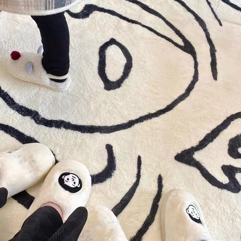 Contemporary Rug Polyester Abstract Face Rug Washable Rug for Living Room