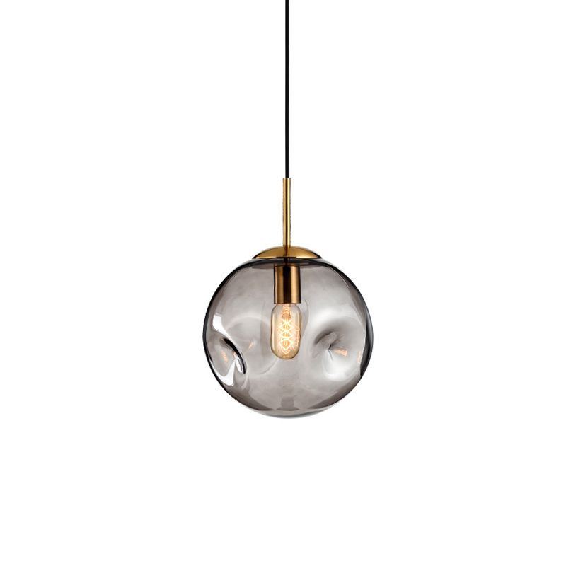Modern Creative Single Pendant Light Electroplate Metal Globe Hanging Lamp with Glass Shade