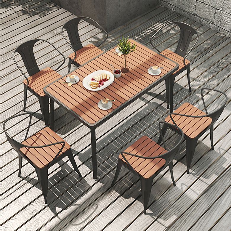 Industrial Unfinished Dining Set Metal UV Resistant Dining Set