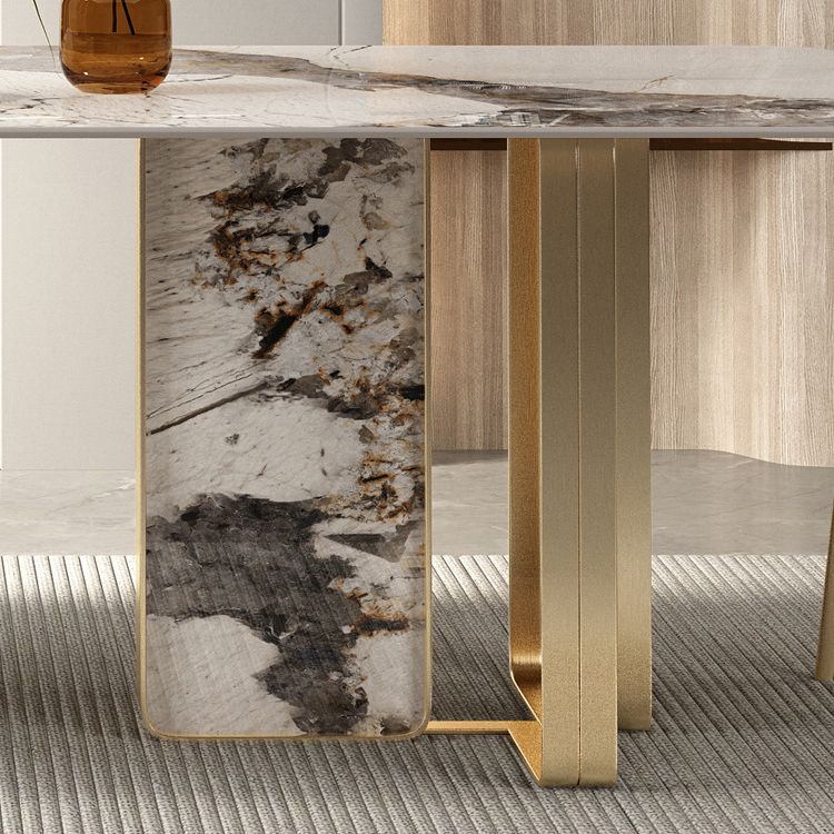 Luxury Sintered Stone Top Dining Set Rectangle 1/3/4/5/6 Pieces Dining Room Table Set