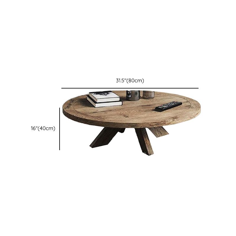 15"H Contemporary Coffee Table Solid Wood Round Coffee Cocktail Table