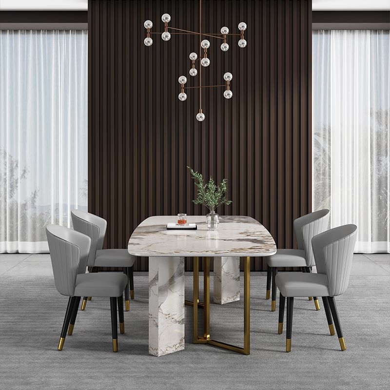 Rectangle Dining Site Table Traditional Luxury Stainless Steel Dinette Table