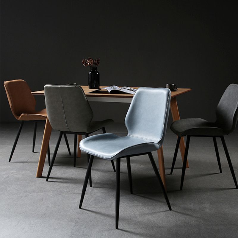 Silla de comedor de metal contemporánea, silla sin brazos con respaldo para uso doméstico
