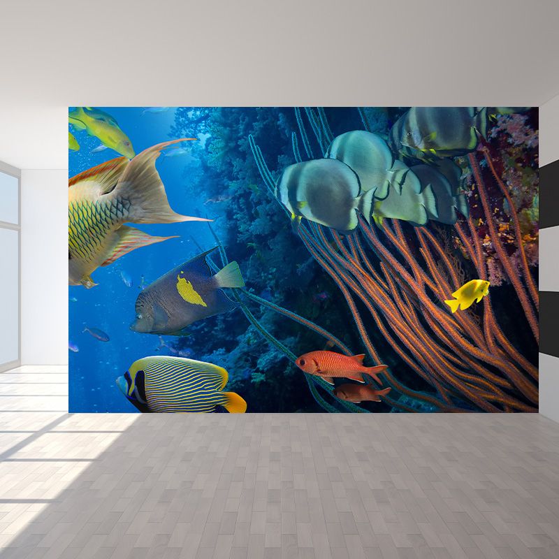 Autocollant Mural tropique vie marine, couleur foncée, décor Mural de paysage sous-marin pour chambre à coucher