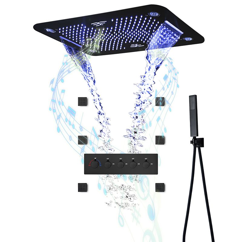 Modern Shower System Brass Slide Bar Included Ceiling Mounted Shower Head Combo