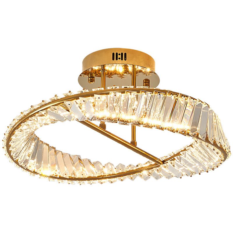 Linear Crystal 1 - Light Semi Flush Mount in Polished Gold Interior LED Ceiling Semi Flush