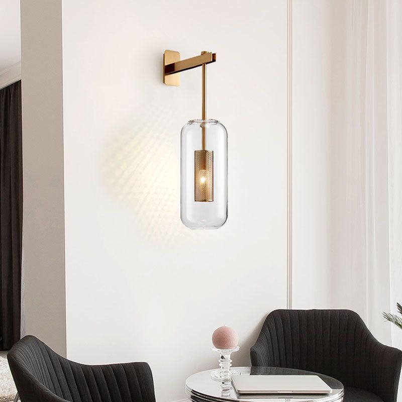 Industrial Glass Vanity Light Minimalist Wall Light Sconce for Bathroom