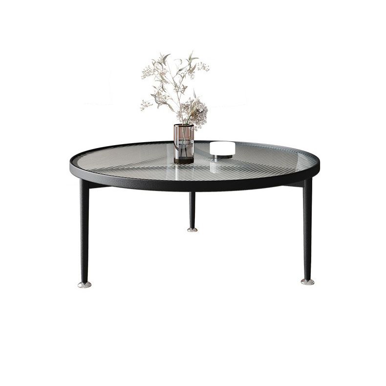 Iron 3 Legs Round Coffee Table with Glass Top Cocktail Table