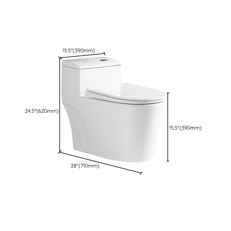 Traditional One Piece Toilet Floor Mounted White Toilet Bowl with Seat for Washroom