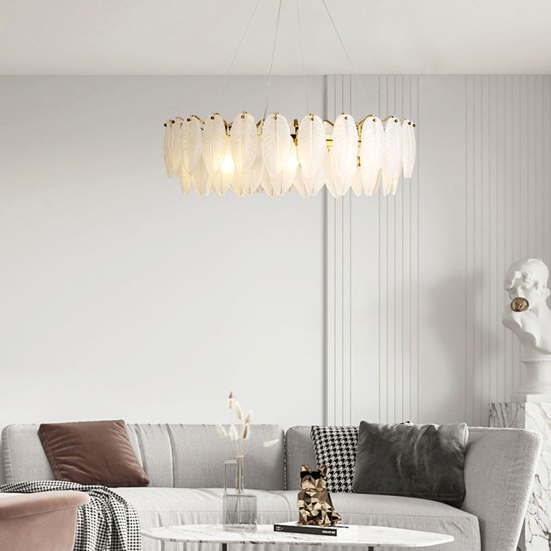 Modern Simple Led Pendant Light Metal Feather kroonluchter voor eetkamer