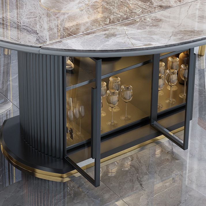 Modern Style Stone Furniture 1/5/7/9/11 Pcs Round Shape Dinette Table with Dining Chair