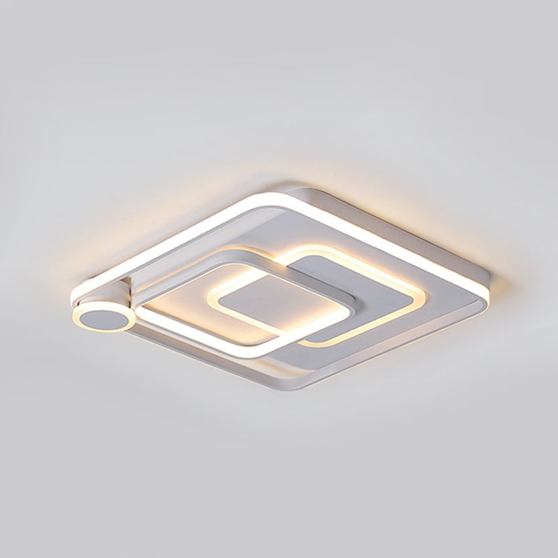 White Square Overlapping Flush Light Contemporaneo Acrilico 18 "/21.5" Wide LED Soffitto Montato Lampada a Warm / White Light per Bedroom