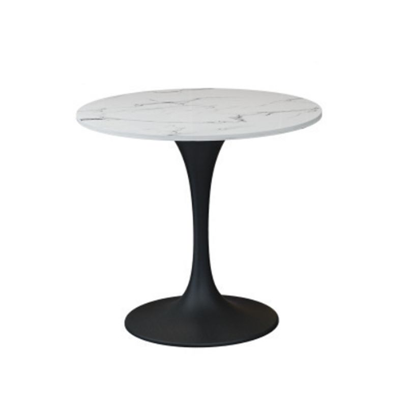 Round Black Base Dining Table Modern Stone Table for Milk Tea Shop