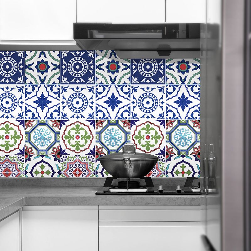 Bohemian Style Mandala Wallpaper Panel for Kitchen 4.3-sq ft Wall Art in Red-Blue-Green, Self-Stick