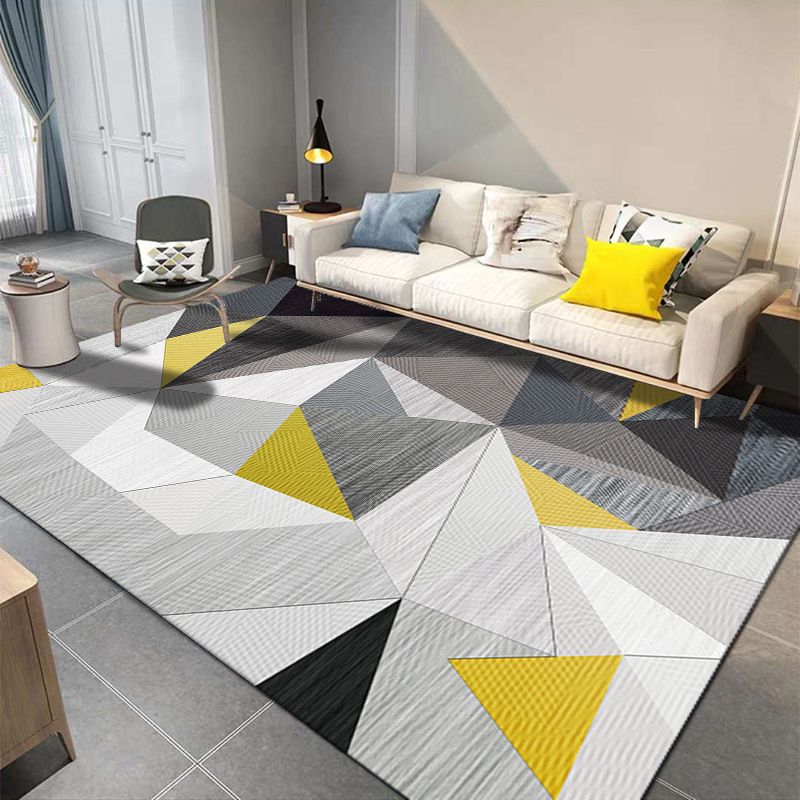 Apricot Simple Rug Polyester Geometric Rug Non-Slip Backing Rug for Living Room