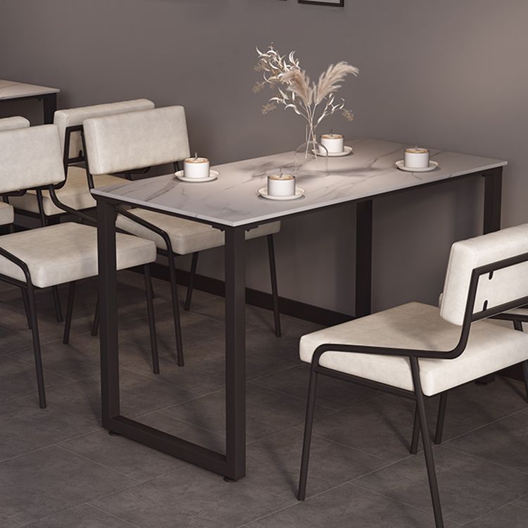 Industrial PU Leather Dining Chair Open Back Upholstered Dining Side Chair