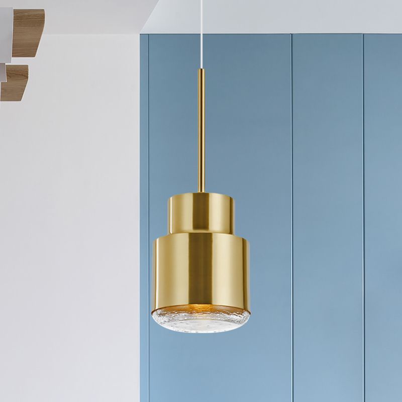 Luz de techo colgante de cilindro después de la luz de suspensión de oro/bronce de hierro claro 1 para sala de estar