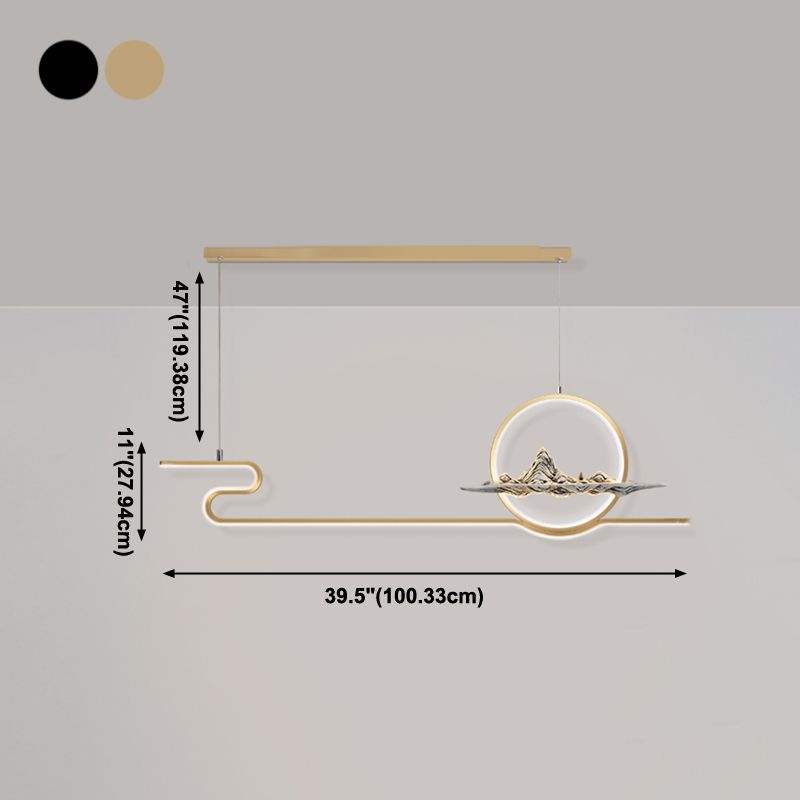 Linear de la iluminación de la isla Linencia colgante de 2 luces de metal moderno
