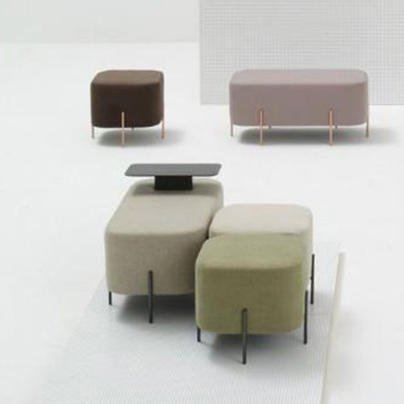 Solid Color Fabric Standard Stool Modern Simple Square Upholstered Footstool
