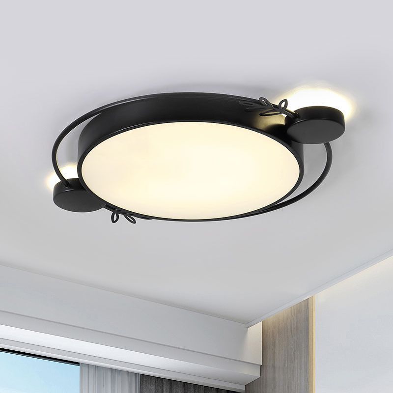 Twig Detailing Round Iron Flush Mount Nordic Black/Grey/White LED Flush Mounted Ceiling Light Fixture