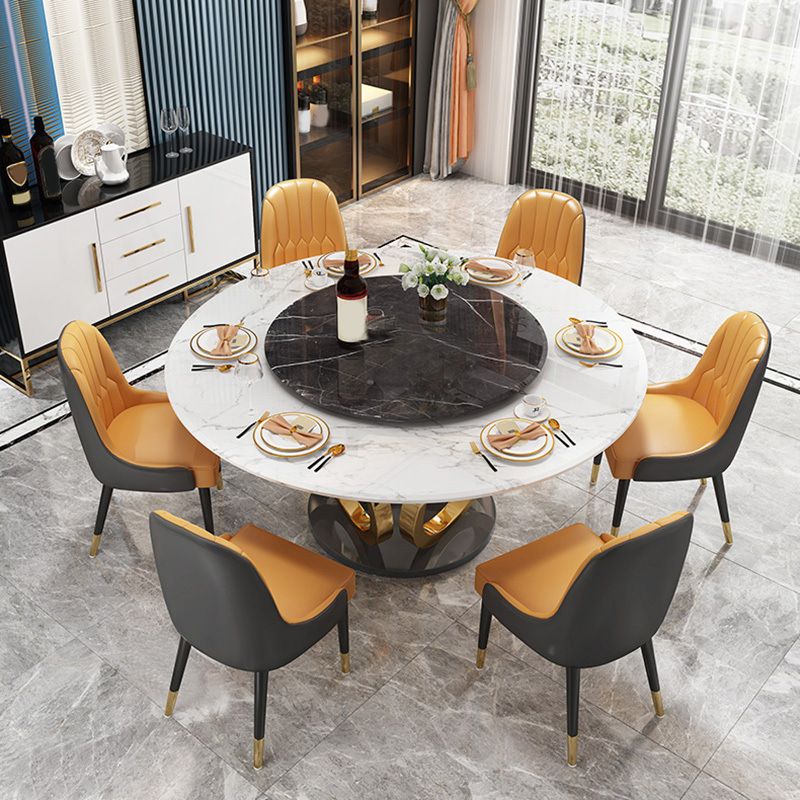 Glam Dining Set Stone 1/4/7 Pieces Dining Turntable Furniture for Home