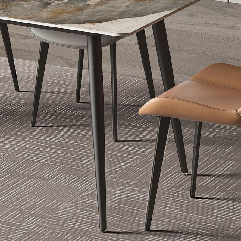 Modern Rectangle Table Sintered Stone Table with Metal Legs for Kitchen