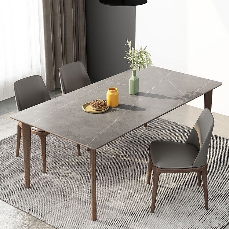 Mesa de comedor estándar de piedra sinterizada de mediados de siglo, mesa gris con forma rectangular, para cocina