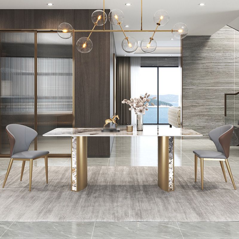 Luxury 1/3/4/5/7 Pieces Dining Set Sintered Stone Top Dining Table with Leather Chairs