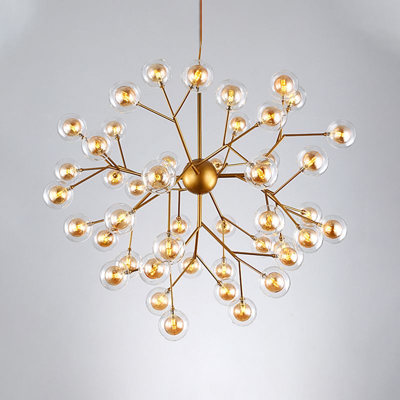 Simplicity LED Chandelier Lamp Bubble Pendant Lighting with Dual Glass Shade for Living Room