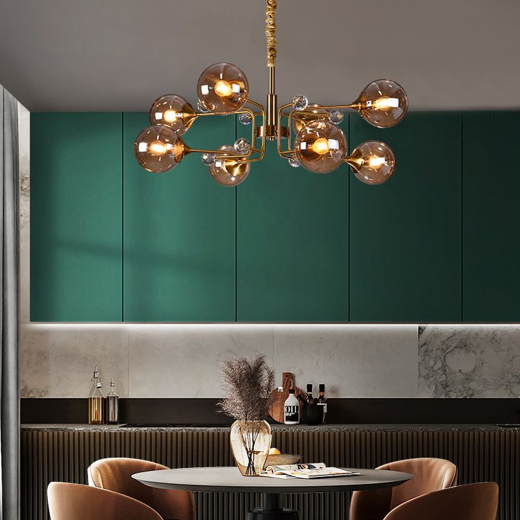 Modern Chandelier Metal Globe-Shaped Chandelier with Shade for Dining Room