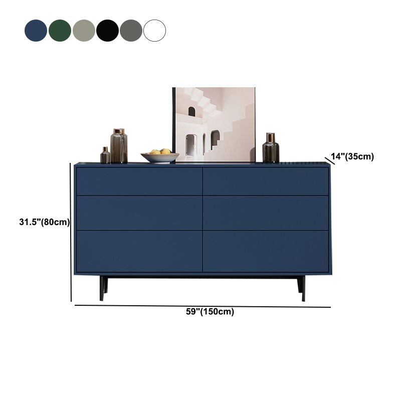 Modern Accent Chest with 6 Drawers and 4 Straight Black Legs