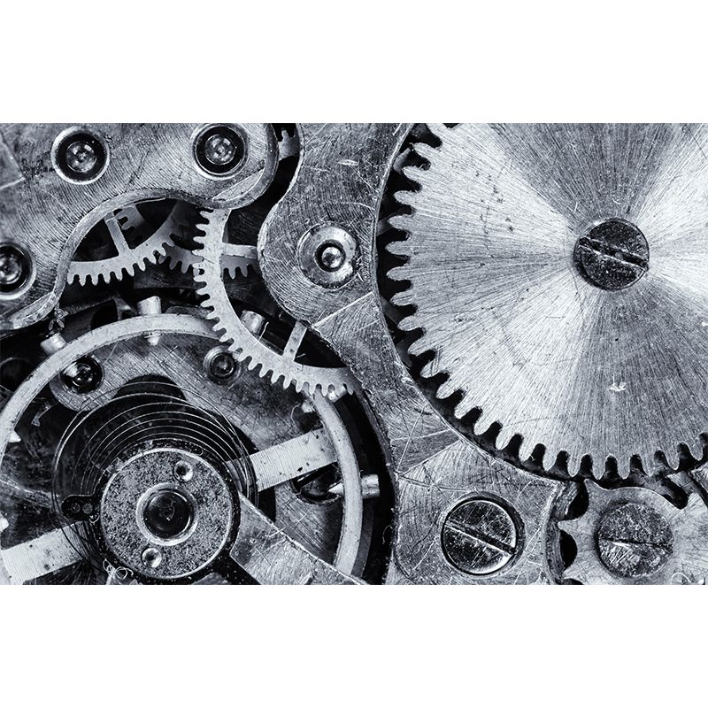 Industrial Style Metal Gear Mural Mildew Resistant Wall Covering for Repair Shop