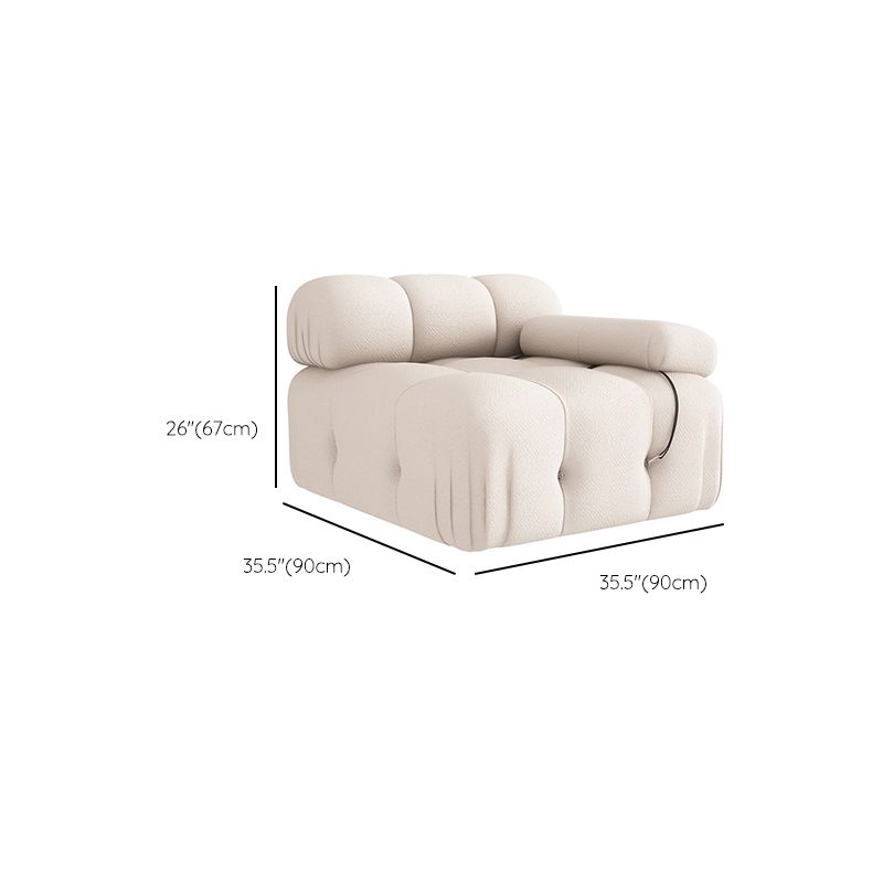 35" Wide Scandinavian Sectional Sofa White Fabric Sleeper Sectional